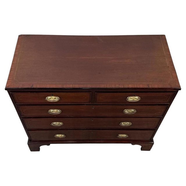 18th Century English Mahogany Chest of Drawers with Satinwood Inlay For Sale - Image 4 of 12