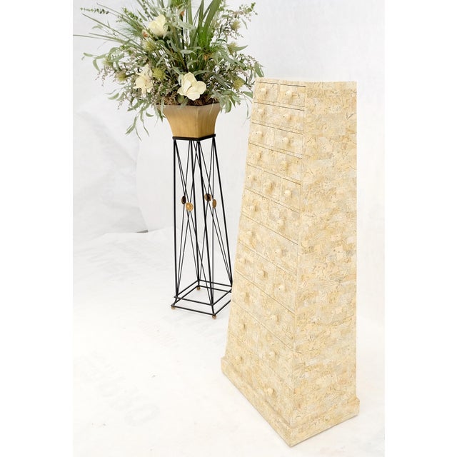 Maitland - Smith Pyramid Shape Tessellated Stone Marble Ball Pulls High Chest Dresser Drawer For Sale - Image 4 of 12