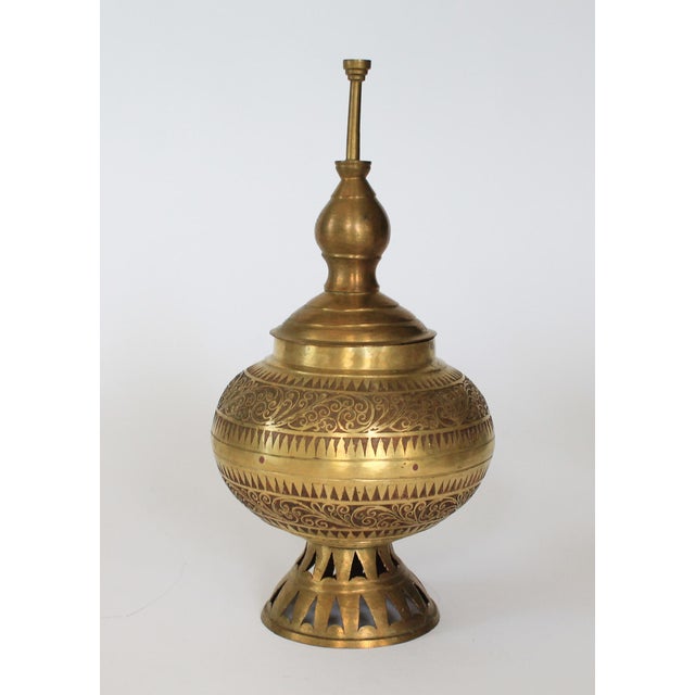 Brass Vintage Etched Brass Asian Philippine Wedding Vessels or Urns - A Pair For Sale - Image 8 of 15