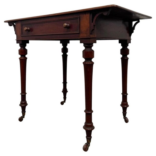 Wood 19th Century English Freestanding Mahogany Writing Table For Sale - Image 7 of 12