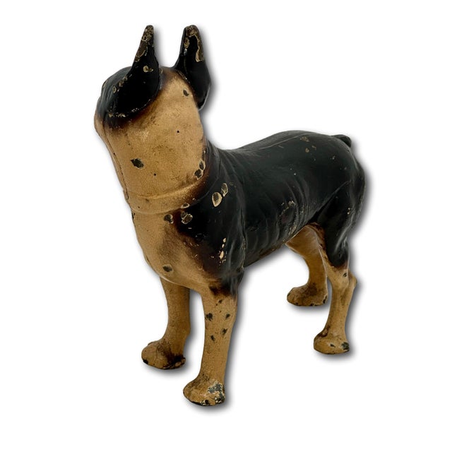 Hard 2 Find Vintage 1930s Hubley Manufacturing Co. Brown Painted Boston Terrier Cast Iron Dog Doorstop For Sale - Image 9 of 18