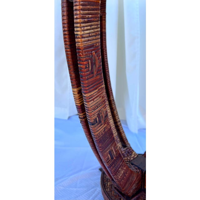 Vintage Split Bamboo and Burnt Reed Center/Side Table For Sale - Image 10 of 12