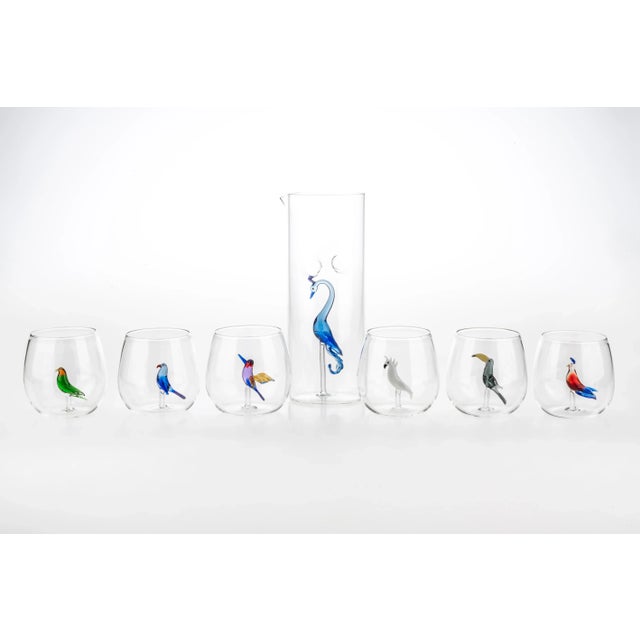 Tropical Birds Water Glasses from Casarialto, Set of 6 For Sale - Image 9 of 12
