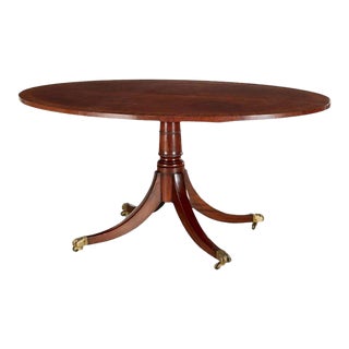 Oval Mahogany Pedestal Breakfast Table With Banded Edge For Sale