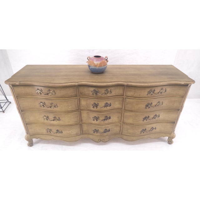 Pickled Solid Cherry Country French 12 Drawers 6' Long Dresser Credenza MINT! For Sale - Image 14 of 16