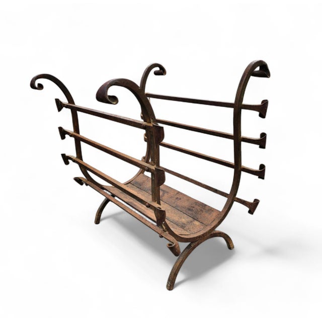 Vintage Black Wrought Iron Fireplace Log Holder Height 55Depth 45Width 55 cm