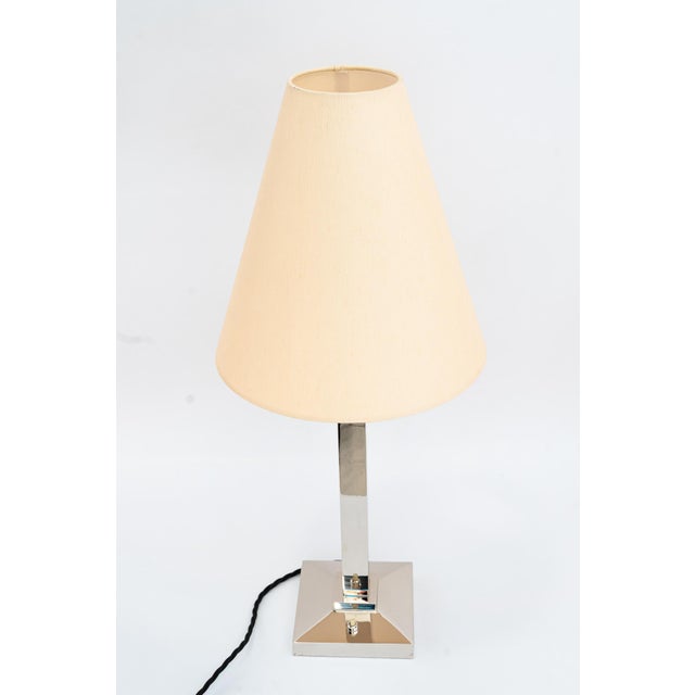 Nickel Table Lamp with Fabric Shade Vienna, Austria, 1920s For Sale - Image 9 of 18
