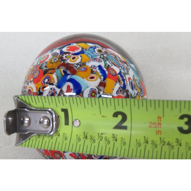 Red Gentile Millefiori Starr City W Va Stamped Art Glass Paper Weight 4431b For Sale - Image 8 of 9