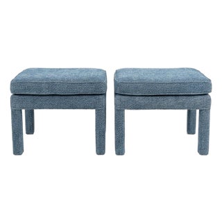 Pair of Pillow Top Ottomans in Kravit Fabric For Sale