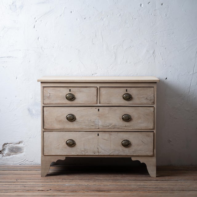A bleached Georgian mahogany chest of drawers, late 18th century. 42 inches wide by 20 inches deep by 34 ¼ inches tall