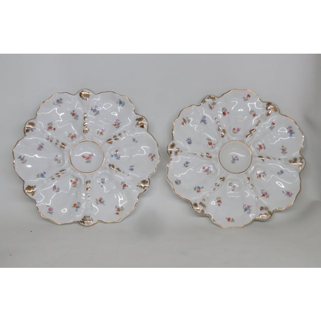 Porcelain Snack Dish Divided Oyster Serving Plate a Pair 4579b For Sale - Image 12 of 14