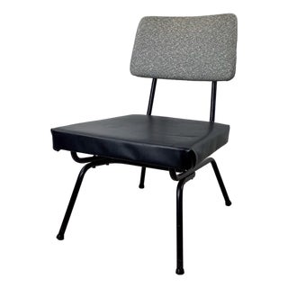 Mid-Century Modern Slipper Chair, Black Tubular Steel Frame For Sale