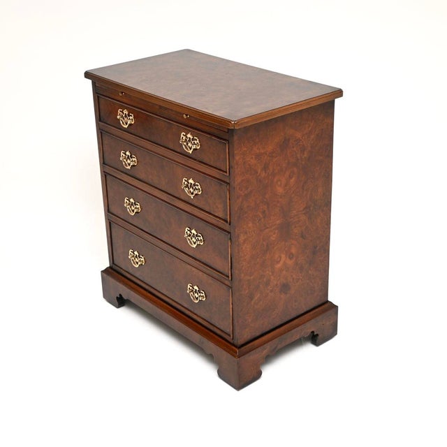 Wood Vintage Georgian Burr Walnut Chest of Drawers, 1950 For Sale - Image 7 of 11