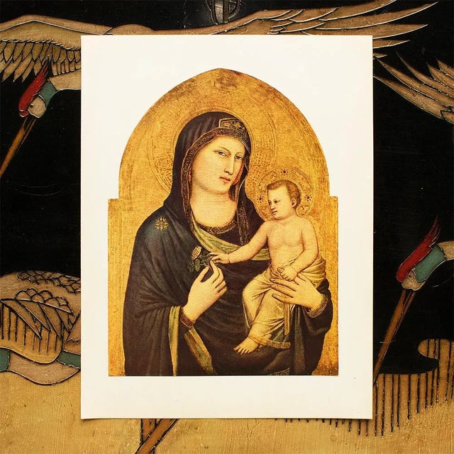 Renaissance 1956 After Giotto "Madonna and Child", Vintage Full-Color Print For Sale - Image 3 of 7