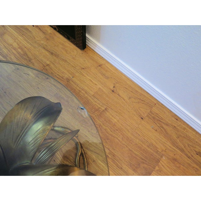 Glass Rare Vintage Arthur Court Verdigris Gilt and Glass Lily Flower Side Table/Single For Sale - Image 7 of 7