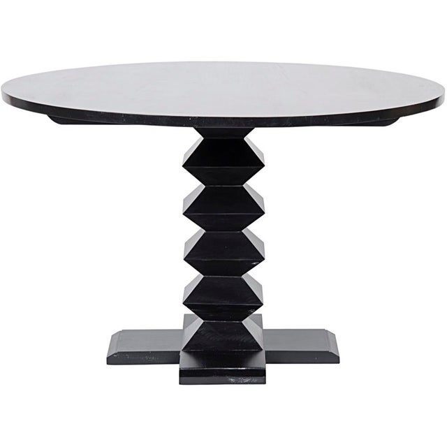 ZigZag Base Dining Table, 48", Hand Rubbed Black Chairish