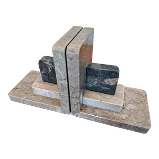 Art Deco Carved Marble Bookends, a Pair For Sale