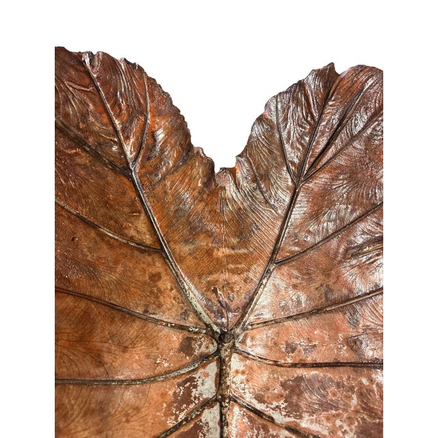 Late 20th Century Oversized Hand-Cast Concrete Elephant Ear Leaf Garden Bowl, Birdbath or Centerpiece For Sale - Image 5 of 7