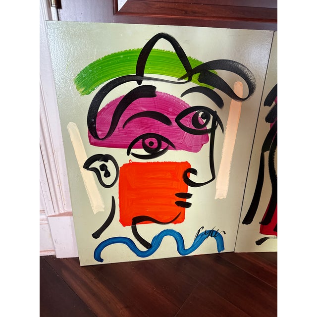 Abstract 1960s Peter Keil Pair of Early Cubist Paintings For Sale - Image 3 of 7