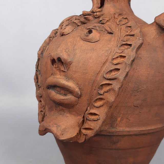 Ceramic Vintage Rustic Terracotta Vase, 1950s For Sale - Image 7 of 13