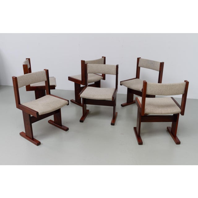 Danish Brutalist Santos Rosewood Dining Chairs by Gangso Mobler, 1970s. Set of 6. Set of six stunning Scandinavian Mid-...
