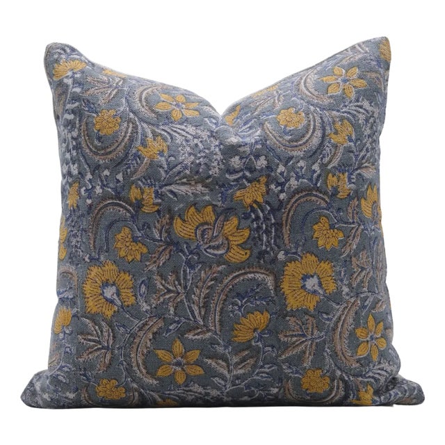 Fabdivine Handcrafted Block Print Cushion Cover 14x14 Inch Thick Linen- Kundanvan For Sale