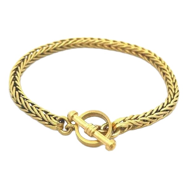 クラシック 22k Yellow Louis Bracelet Clasp Toggle Link Spiga 5mm Gold ブレスレット/バングル