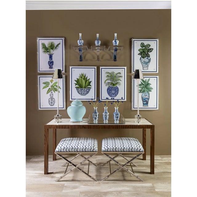 Traditional Garden of Blue Chinoiserie Round Vases, Set of 3 For Sale - Image 3 of 6