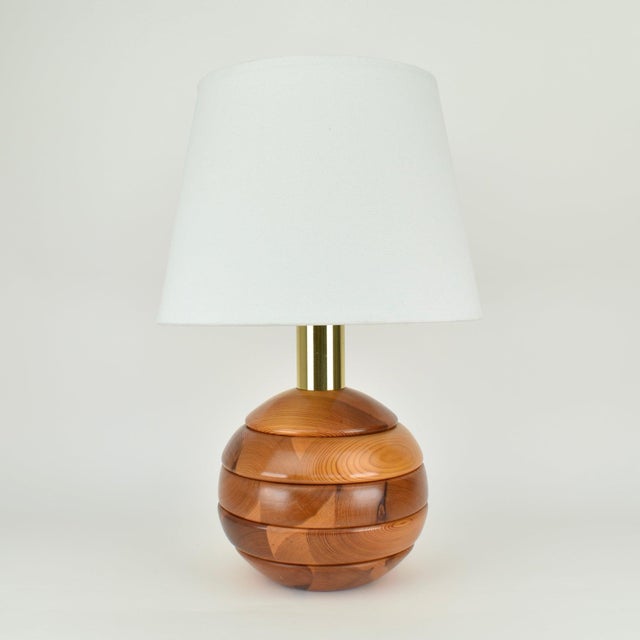 Wood Modernist Pine Wooden Table Light, 1970s For Sale - Image 7 of 12