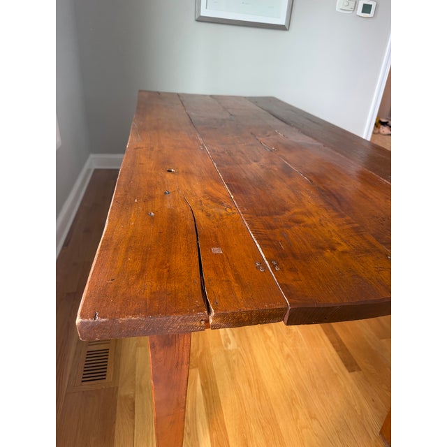 19th Century American Primitive Farmhouse Harvest Dining Table For Sale - Image 12 of 12