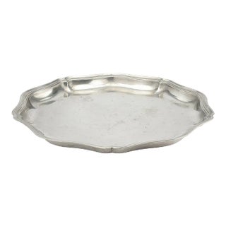 French Rococo Style Scolloped Edge Circular Tray by Etain Fin, C. 1950 For Sale