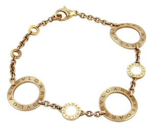 Bvlgari Signature Mother of Pearl 18k Gold 3 Large Circle Link Bracelet