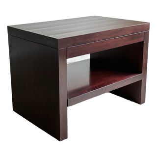 Late 20th Century Barbara Barry for Baker Dark Mahogany Modern Side Table / Nightstand With Pull-Out Shelf For Sale