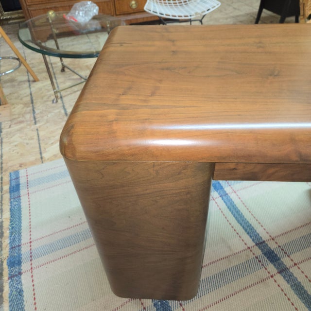 Plycraft Paul Goldman Rare Art Deco Streamlined Walnut/Veneer Plywood Pedestal Desk For Sale - Image 4 of 18
