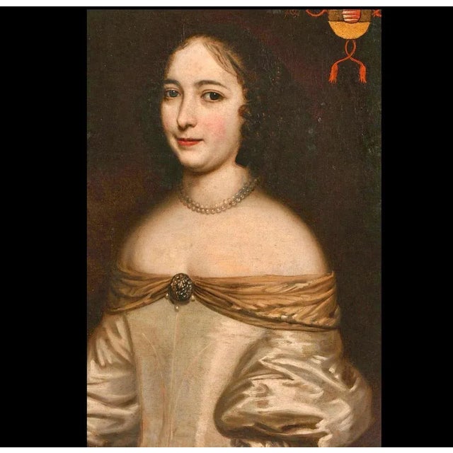 French School Artist, Portrait of Margueritte De Boutteville, 1659, Oil on Canvas, Framed For Sale - Image 4 of 6