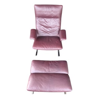 Set of DS 2030 Leather Chair with Ottoman from de Sede, 1970s For Sale