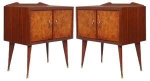 Mahogany & Elm Burl Veneer Nightstands by Paolo Buffa for Cantu, 1940s, Set of 2