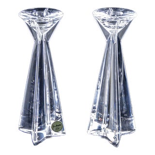 Crystal Table Candlesticks by Le Perle for C&F, Set of 2 For Sale
