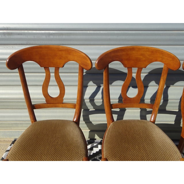Wooden Chairs with Golden Velvet Top, 1980s, Set of 4 For Sale - Image 9 of 18