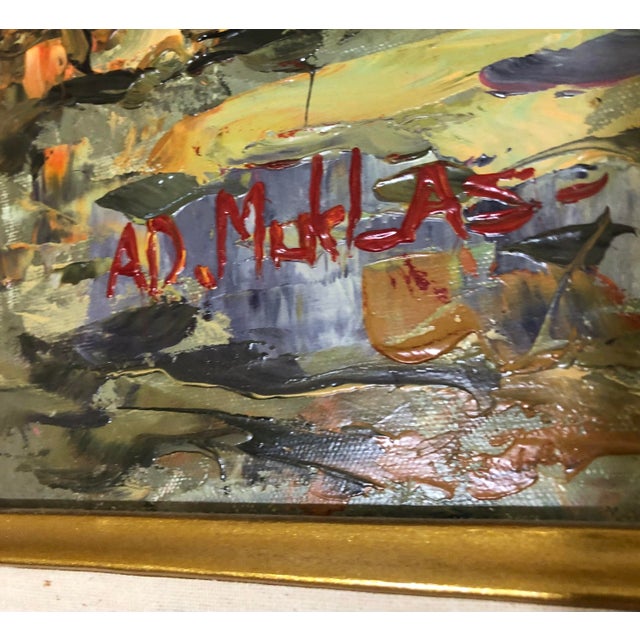 Vintage A. D. Muklas Original Indonesian Street Oil Painting For Sale - Image 10 of 12