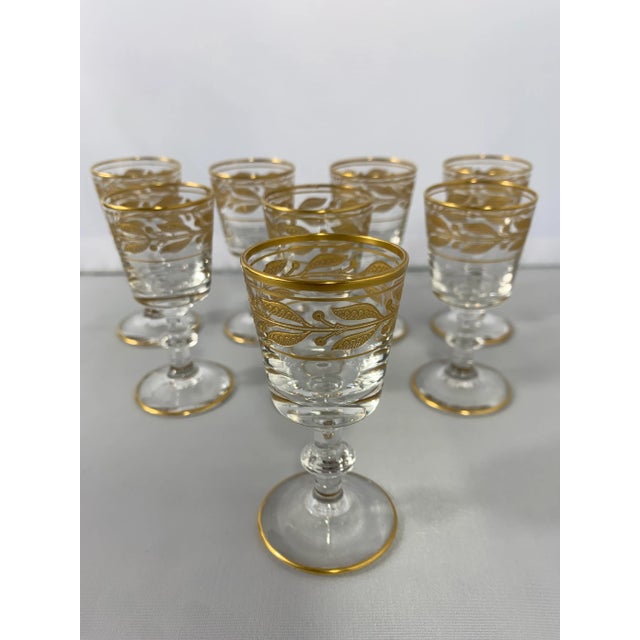 Vintage Glastonbury-Lotus Laurel Gold Crystal Cordial Stemware - Set of 8 For Sale - Image 11 of 11