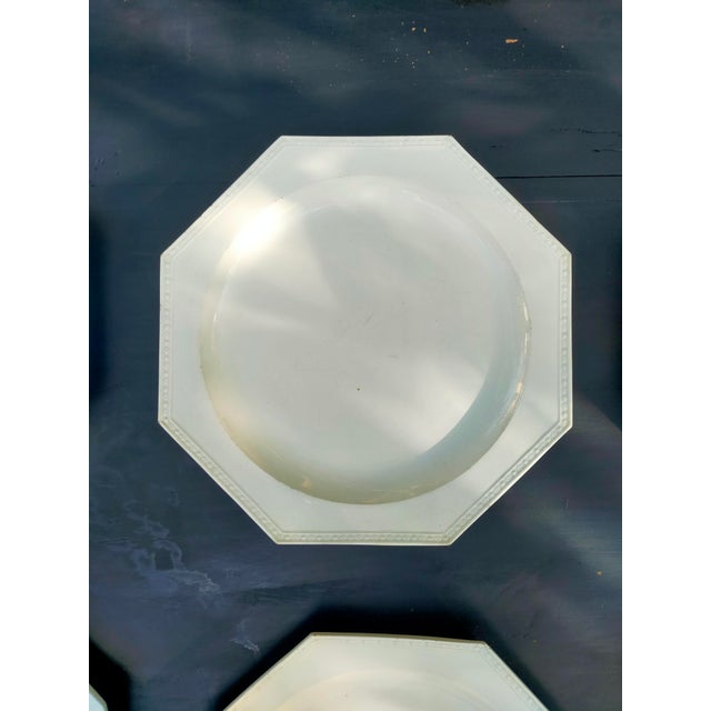8 octagonal Creil plates from the early 19th century in fine white earthenware.