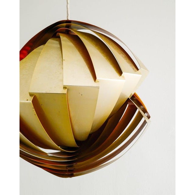 Danish Mid-Century Tivoli Brass Pendant by Louis Weisdorf for Lyfa Denmark, 1960s For Sale - Image 3 of 7