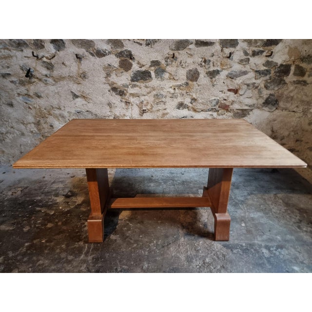 Brown French Art Deco Oak Dining Table, 1930s For Sale - Image 8 of 14
