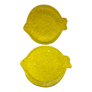 Late 20th Century 2 Cantagalli Florence Italian Pottery Yellow Ware 13" Fish Platters