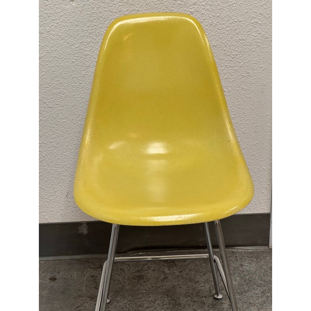 Yellow Eames Fiberglass Yellow Shell Counter Stool, Vintage For Sale - Image 8 of 12