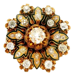 Antique Diamond 14k Yellow Gold Flower Ring, Size 9.5