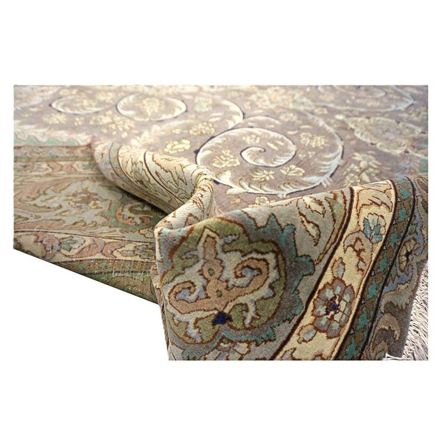 Textile Antique Persian Tabriz Wool 9X12 Green, Brown, & Taupe Handmade Area Rug #1143872 For Sale - Image 7 of 8