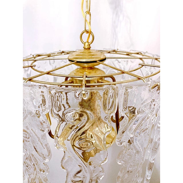Mid-Century Modern 1970s Vintage Murano Chandelier With Glass Panels For Sale - Image 3 of 8