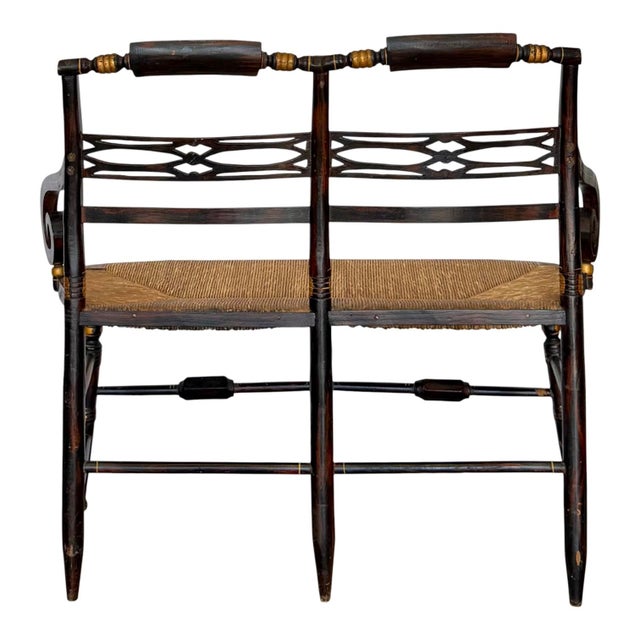 Early 19th Century “American Fancy” Faux Rosewood Paint-Decorated Sheraton Bench For Sale In Atlanta - Image 6 of 14